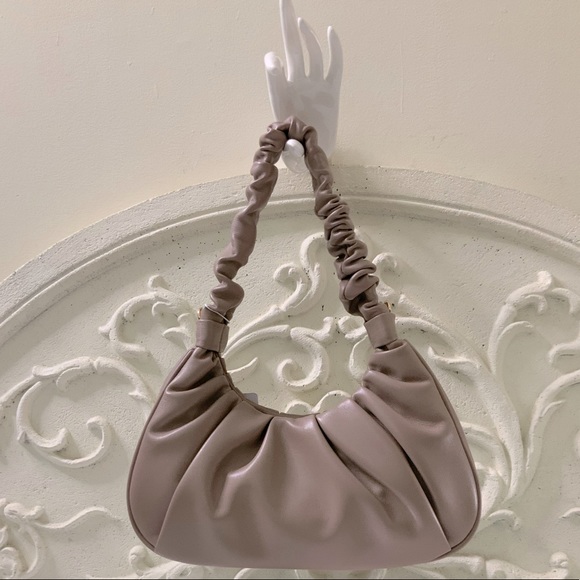Taupe Ruched Mini Handbag NWT - Picture 4 of 10